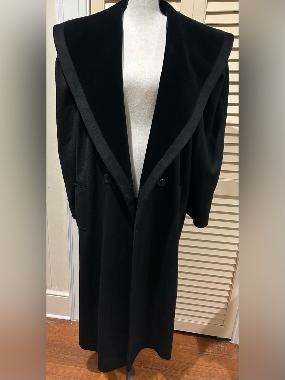 Jonathan Michael Elegant Black Long Trench Coat with Statement Shawl Collar